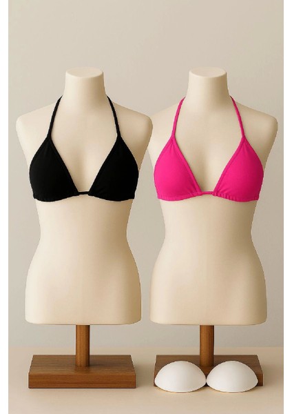 - Kadın Siyah ve Fuşya Minimal Kesim Üçgen Bikini Üstü fiyatları