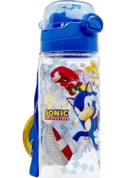 Sonic Temalı Kilitli Kapak Pipetli 500ML Matara Suluk Okul