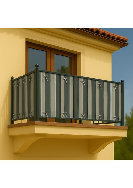 Balkon Perdesi Bağcıklı Ölçü Seçenekli Koyu Gri-Gri
