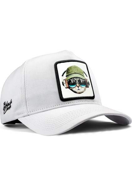 V1 Baseball Kedi - 2 Kod Logolu Unisex Beyaz Şapka