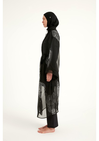 Damask Desenli Şifon Pareo Kimono – P2515