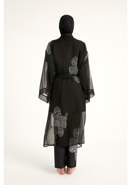 Damask Desenli Şifon Pareo Kimono – P2515