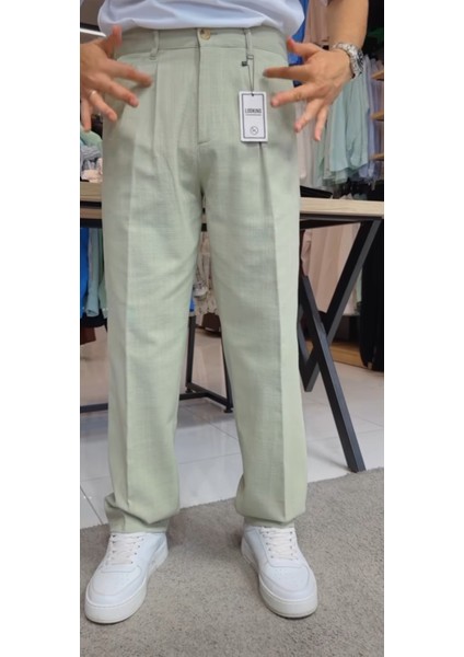 Baggy Keten.pantolon Pileli Bel Lastikli ve Kemerli Yeni Trend