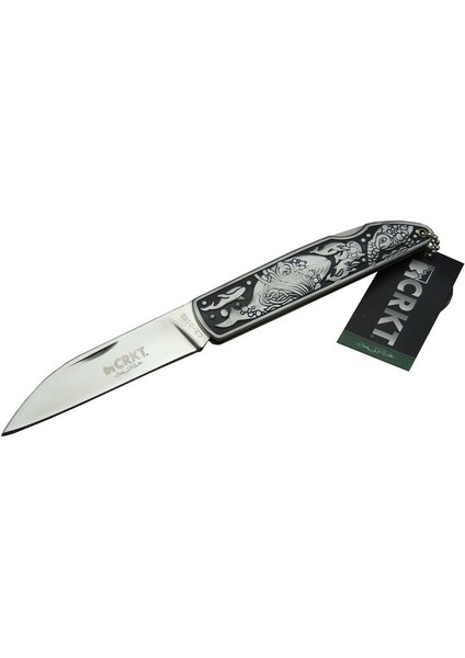 Crkt Cr 0102 Kamp Çakı 20 cm - Balık Desenli Metal Sap, Kılıflı, Kutulu