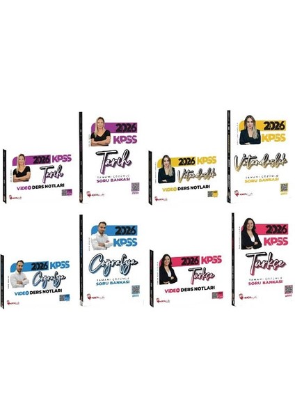 Hoca Kafası 2026 Kpss Tarih + Coğrafya + Vatandaşlık + Türkçe Video Ders Notları + Soru Bankası 8 Li Set