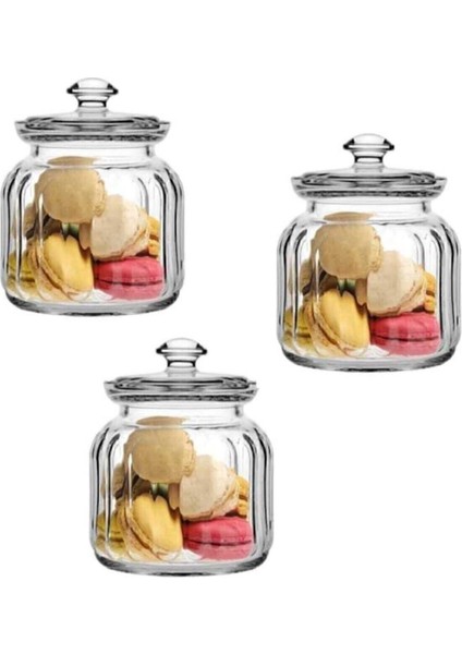Beyaz 900 cc 3'lü Cam Kavanoz Seti, Şık ve Kullanışlı Saklama Çözümü