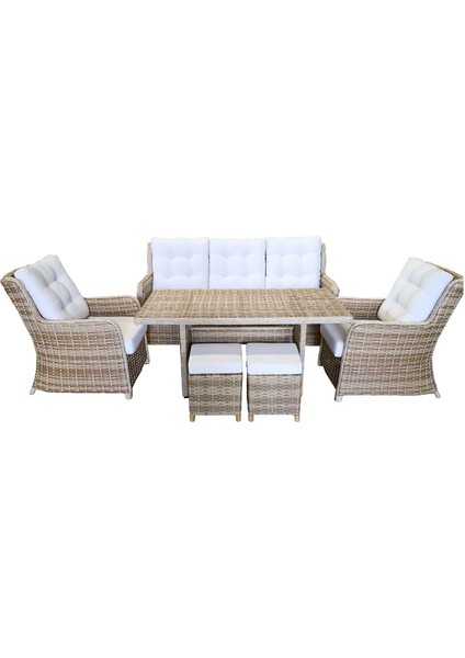 Rattan Leyis Tam Örgü Takım, 2 Puflu, (3-1-1) 80*150 Masa