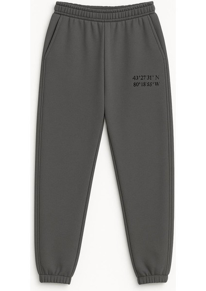 Yüksek Bel Lastikli Baskı Detaylı Eşofman Altı