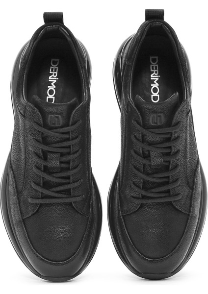 Erkek Siyah Bağcıklı Nubuk Deri Sneaker 25WFD6923V3