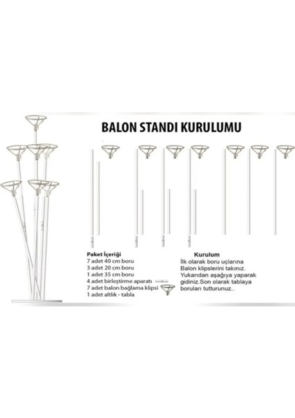 2 Adet Ayaklı Balon Standı 7 Çubuklu 2 Li Set ( Balon Hariçtir. ) fiyatları