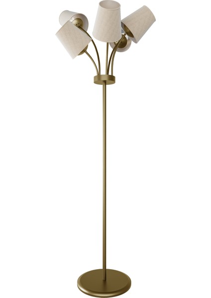 Florina Eskitme Metal 5 Beyaz Kumaş Başlıklı Asimetrik Metal Lambader fiyatları