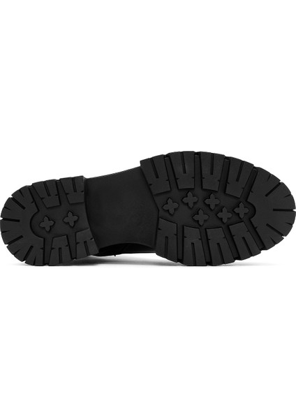 Kadın Siyah Fermuarlı Kalın Tabanlı Deri Postal Bot 25WFD180818 indirimleri