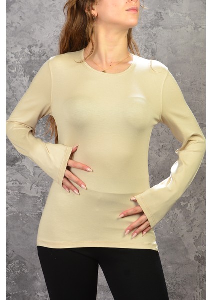 Bisiklet Yaka Uzun Kollu Penye Body