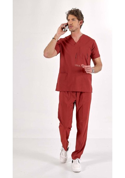 Yanık Turuncu U-Flex Likralı Scrubs Takım