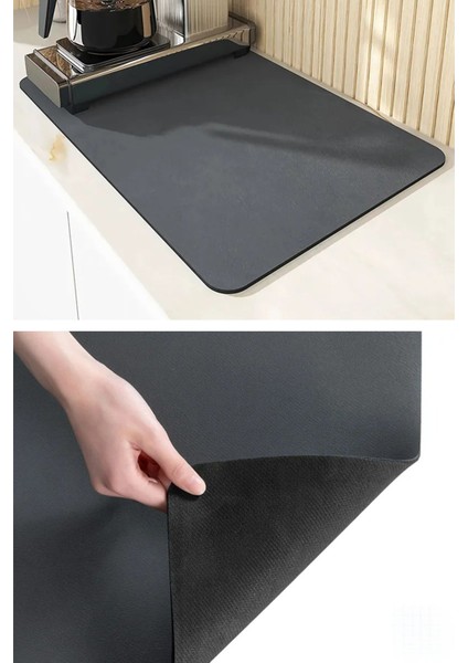 Katlanabilir 40X30CM Tezgah Üstü Bulaşık Yıkama ve Kurutma Matı, Siyah Renk