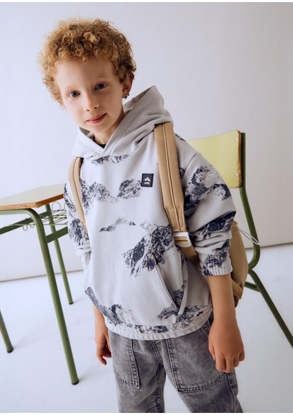 Erkek Çocuk Baskılı Kapşonlu Sweatshirt indirimleri