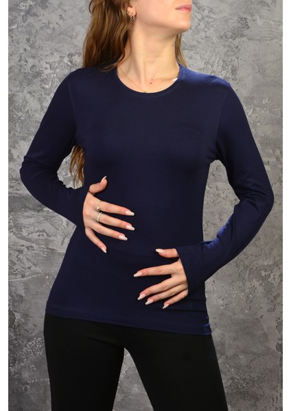 Bisiklet Yaka Uzun Kollu Penye Body