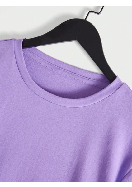 Erkek Lila Arkası Active Ayıcık Baskılı Bisiklet Yaka T-Shirt modelleri