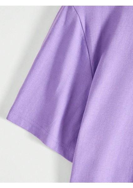 Erkek Lila Arkası Active Ayıcık Baskılı Bisiklet Yaka T-Shirt fırsatları