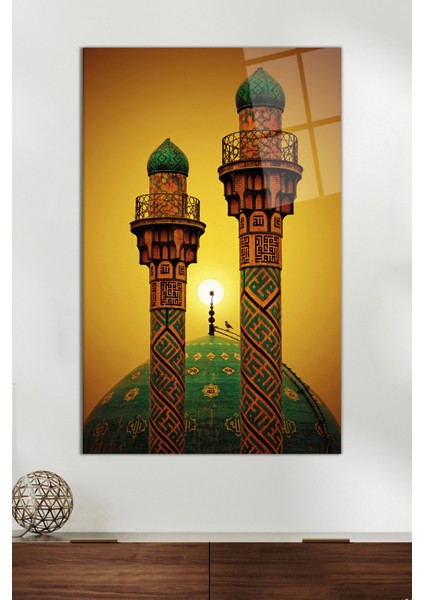Tahran Şerif Cami Dini Cam Tablo, Modern Ev Ofis Dekoru, Hediyelik Duvar Dekorasyonu, Kırılmaz Cam