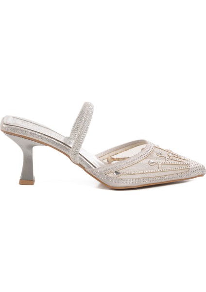 Gümüş Taşlı Kadın Abiye Ayakkabı Florin T-100 Z modelleri