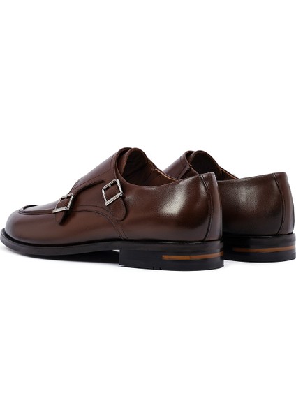 Erkek Kahverengi Çift Tokalı Deri Klasik Ayakkabı 25WFD603418 indirimleri