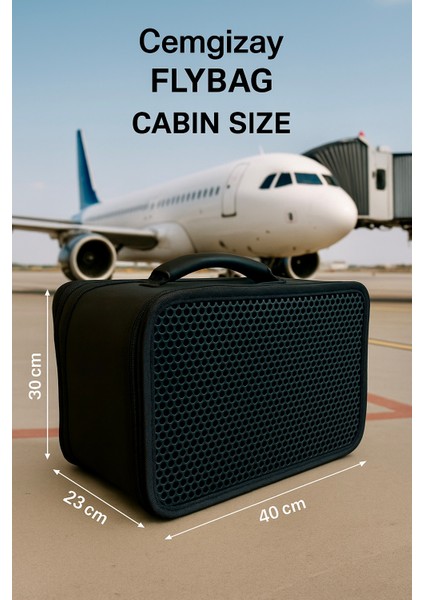 CEMGİZAY Kabin Boy KEDİ VE KÖPEK Taşıma Çantası | Uçak Onaylı | 40X30X23CM | Hava Delikli SİYAH