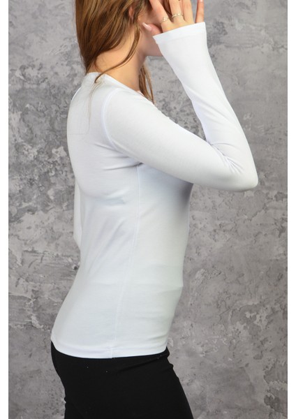 Bisiklet Yaka Uzun Kollu Penye Body
