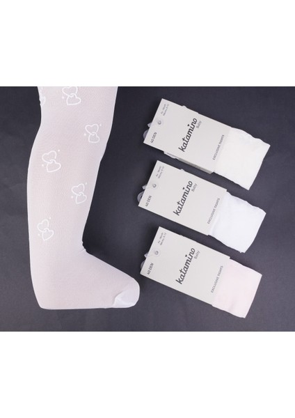 Kalp Baskılı 40 Den Bebek Külotlu Çorap 1 Adet
