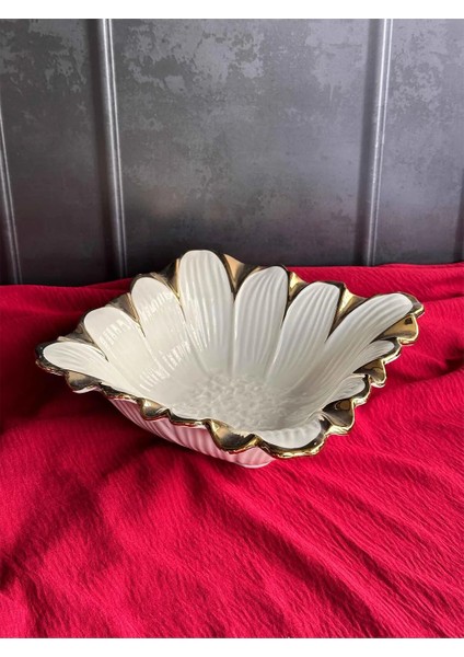 Royking Flora 25 cm Kare Derin Sunum Tabak – Porselen, Çiçek Desenli