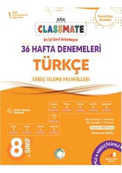 Okyanus 2026 8. Sınıf Türkçe Classmate 36 Hafta Denemeleri