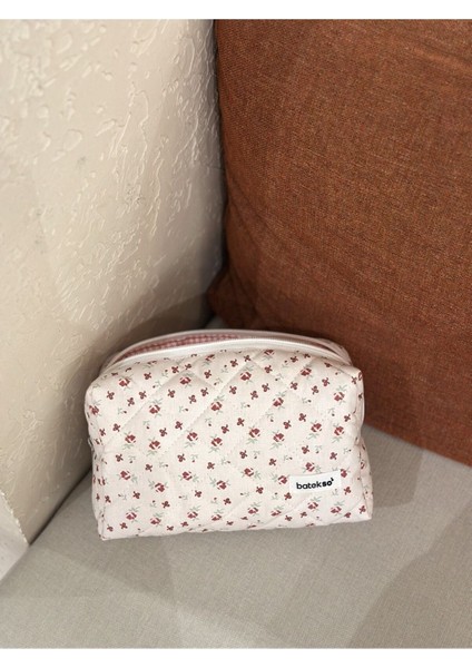 Bordo Kurdele Desenli Makyaj Çantası - Büyük Boy modelleri