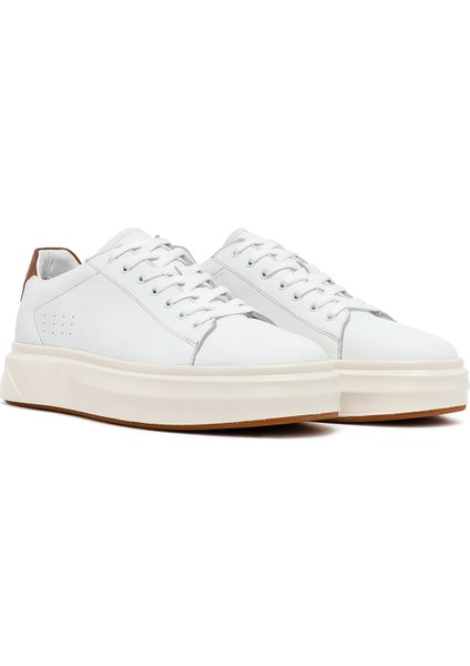 Erkek Beyaz Bağcıklı Kalın Tabanlı Deri Sneaker 25WFD611618 modelleri