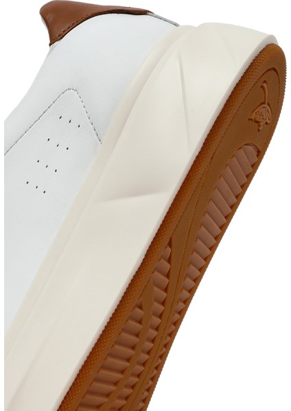 Erkek Beyaz Bağcıklı Kalın Tabanlı Deri Sneaker 25WFD611618
