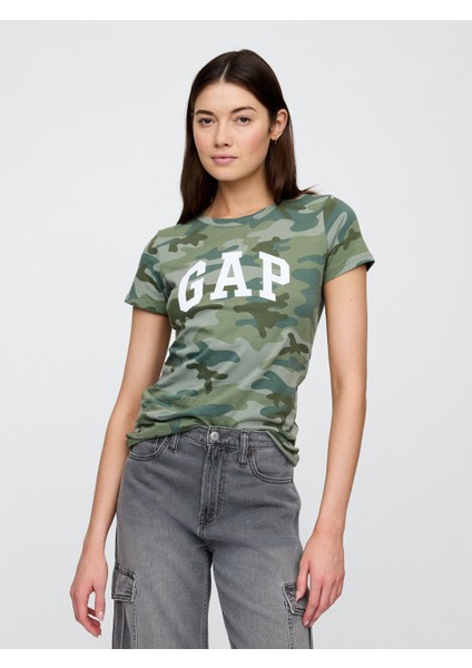 Kadın Kamuflaj Gap Logo T-Shirt