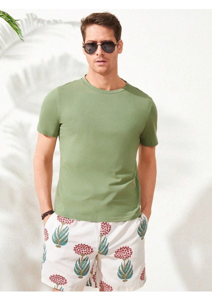 Erkek Mint Arkası Enjoy Baskılı Bisiklet Yaka T-Shirt modelleri