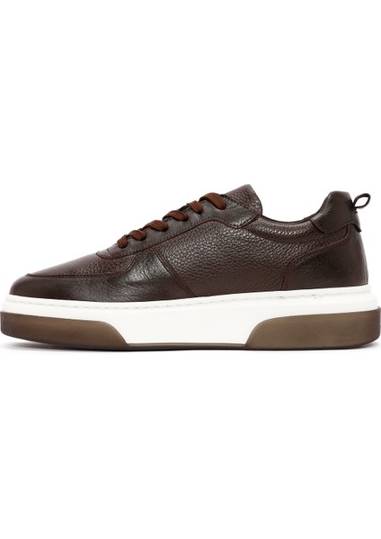Erkek Kahverengi Bağcıklı Kalın Tabanlı Deri Sneaker 25WFD6408FT fiyatları
