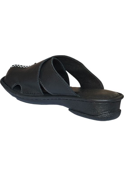 25Y NBL08 Siyah Kadın Hakiki Deri Günlük Terlik modelleri