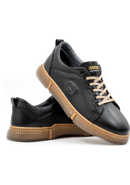Drexton Hakiki Deri Siyah Sneaker Rahat Ortopedik Günlük Erkek Ayakkabı modelleri