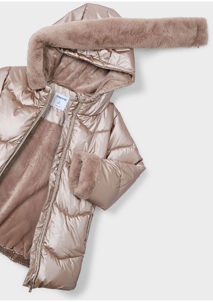 Kız Çocuk Kemerli Parlak Şişme Mont modelleri