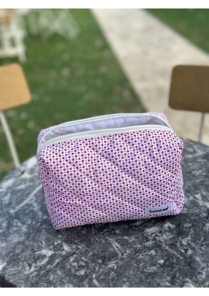 Mor Mini Kalp Desenli Makyaj Çantası - Büyük Boy fiyatları