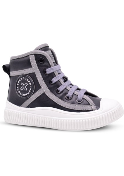 Font Erkek Çocuk Hakiki Deri Bağcıklı ve Fermuarlı Siyah Renk Bot