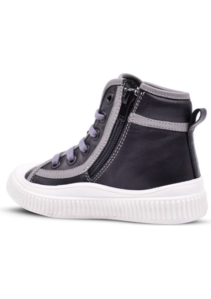 Font Erkek Çocuk Hakiki Deri Bağcıklı ve Fermuarlı Siyah Renk Bot modelleri