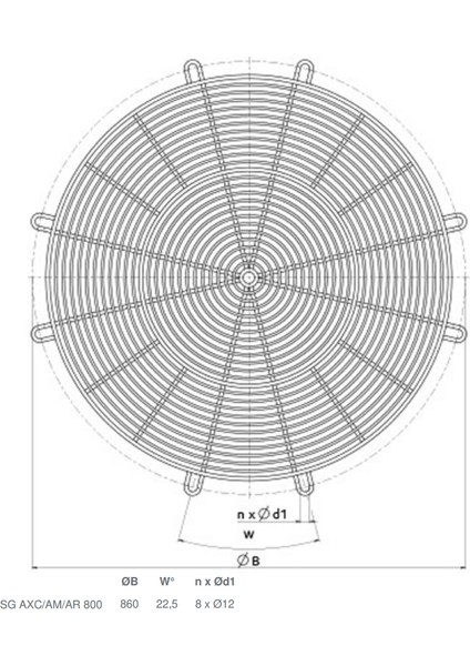 SG-AR/AXC 800 Guard Grill- Koruma Izgarası Aksiyel Fan Için Ø 800 mm modelleri