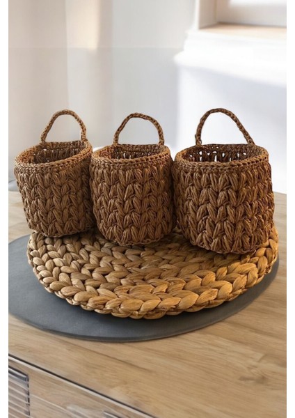 Şık 3'lü Organizer Çiçeklik Saksılık Düzenleyici Sepet 10X10 cm