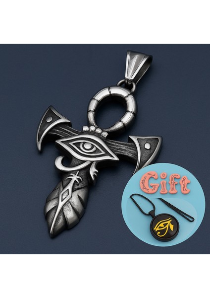 Antik Eskitme Paslanmaz Çelik Eski Mısır Horus Göz Ra Kolye