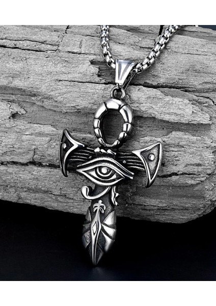 Antik Eskitme Paslanmaz Çelik Eski Mısır Horus Göz Ra Kolye modelleri