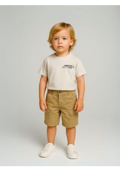 Erkek Bebek Pamuklu Kumaş Cepli Şort