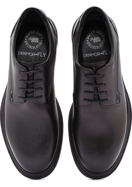 Erkek Siyah Bağcıklı Deri Casual Ayakkabı 25WFD677018