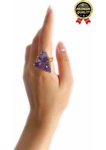 Özel Üretim Altın Pirinç Kaplama Vintage Görünümlü Şık Tasarımlı Ayarlanabilir Doğal Taş Kadın Yüzük fiyatları